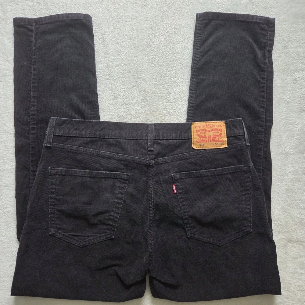 Levis 511 Corduroy Jean Pants Mens 36x32 Black Slim Fit Straight Leg Unworn